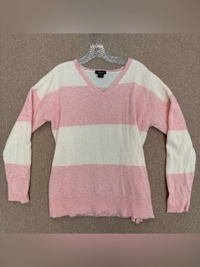 100% cashmere striped sweater preppy chalet top
